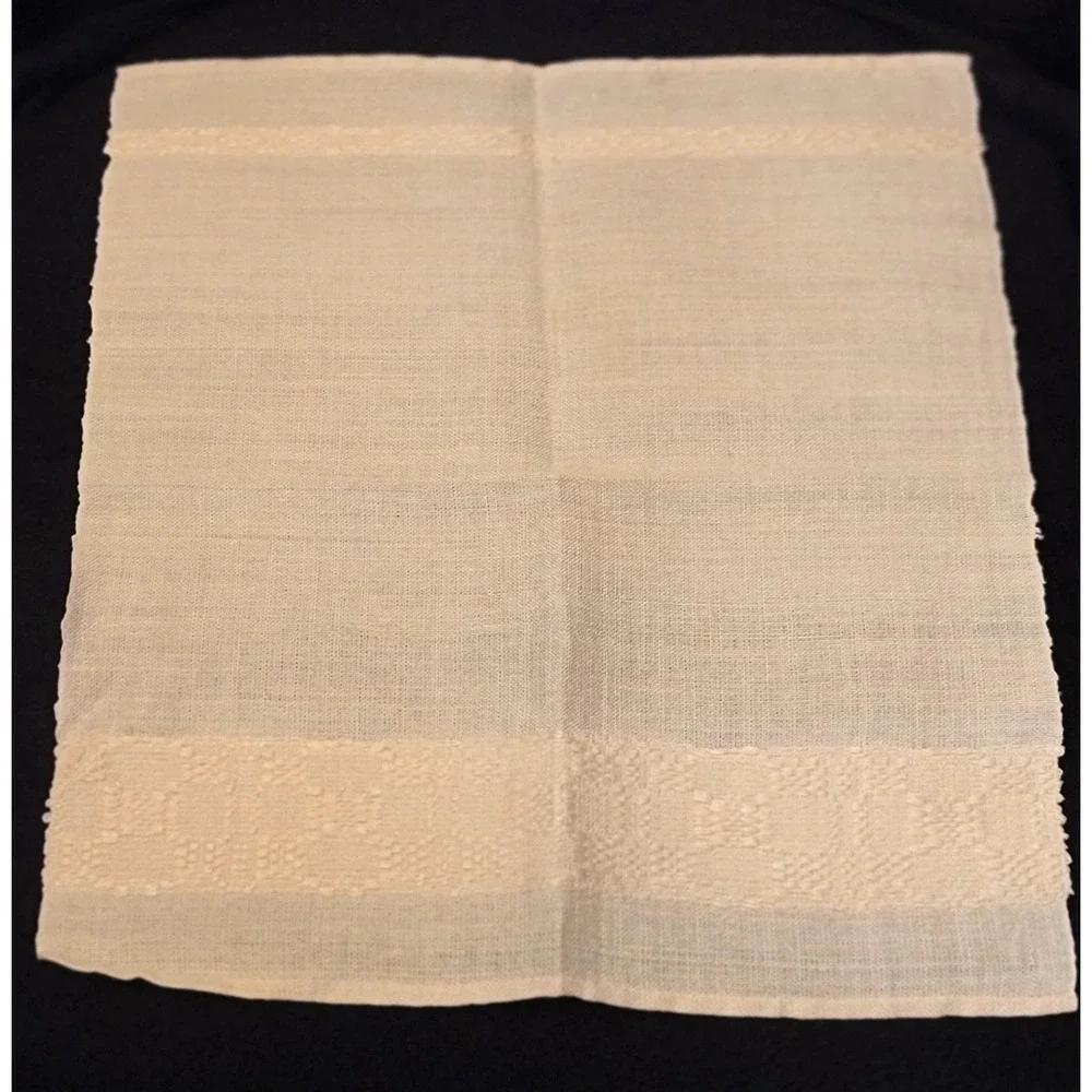Set of Three Vintage Tone-on-Tone Embroidered Napkins